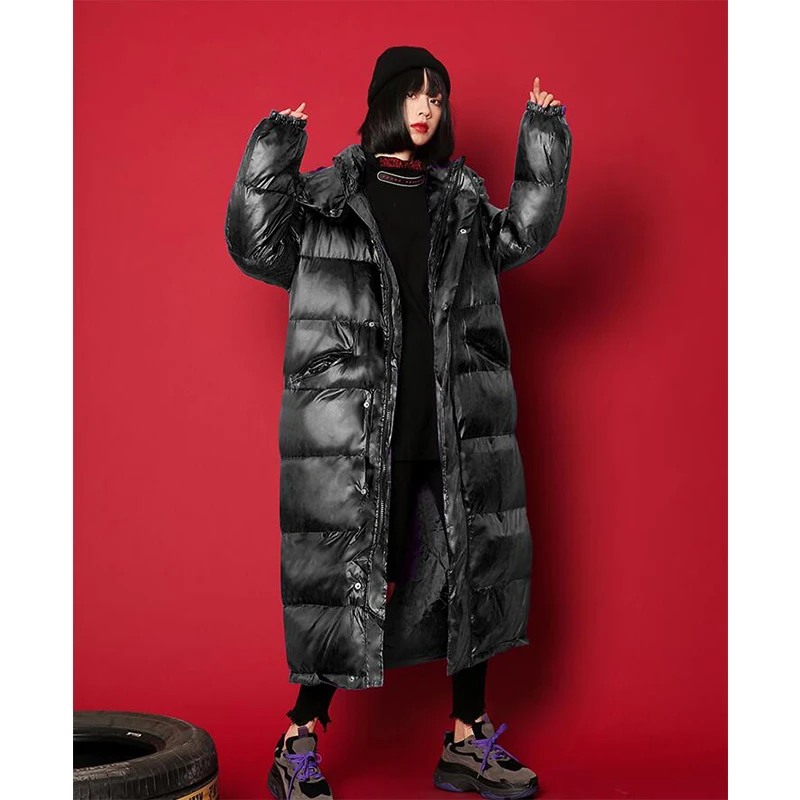 Зимние куртки пальто женская осенняя длинная парка теплые с капюшоном