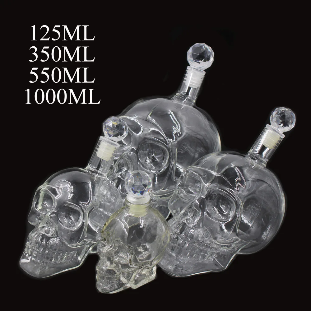 

Glass Skull Bottle Creative Crystal Skull Vodka Wine Bottle 75ML/125ML/350ML/550ML/1000ML Vodka Bottle Skull Bottles