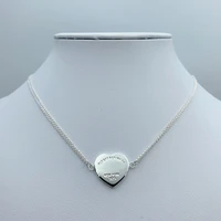 classic love heart brand pendant womens double chain necklace original brand jewelry logo fashion gift