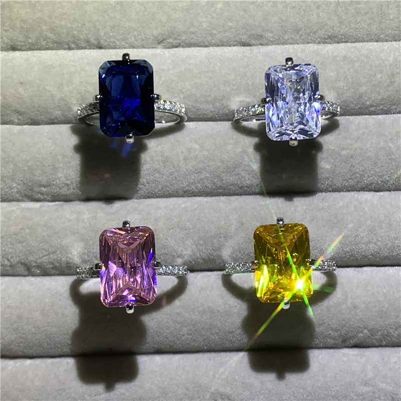 Кольцо женское из серебра 925 пробы с фианитом 5ct AAAAA|Кольца| |