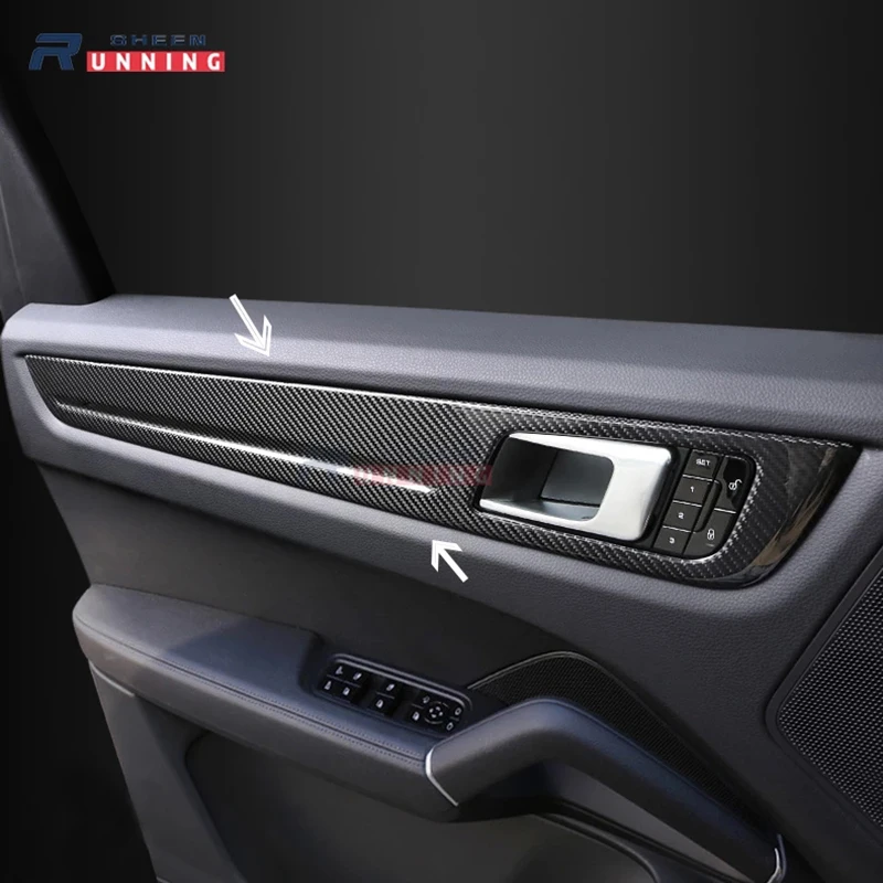 

Для Porsche Cayenne углеродное волокно украшение двери автомобиля панель крышка планки Fit Cayenne аксессуары для интерьера 2011-2020