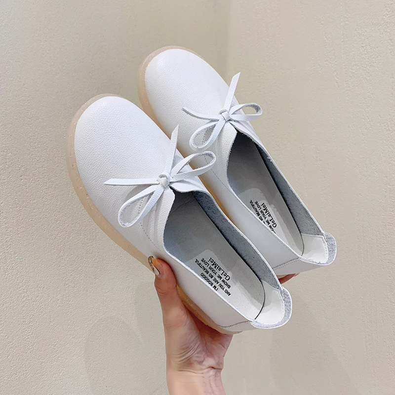 

Bow-Knot Shoes Woman Flats Slip-on Casual Female Sneakers Shallow Mouth Round Toe Modis Butterfly Dress Small New Slip On Nurse
