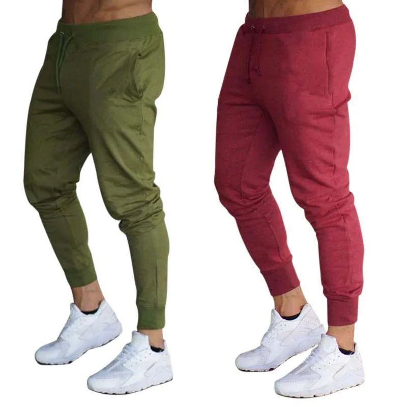 

Новые мужские штаны для фитнеса, модные тонкие хлопковые штаны на шнуровке, мужские повседневные брюки, тренировочные штаны для бодибилдин...