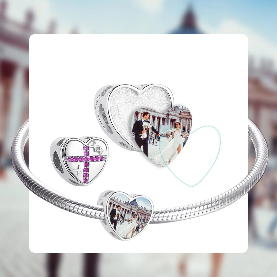 Подвески бусины из серебра 925 пробы с крестом фото на заказ сердце для