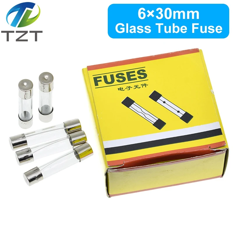 

TZT 100PCS 6x30mm Fast Blow Glass Tube Fuses 0.25A 0.5A 1A 1.5A 2A 2.5A 3A 3.15A 4A 5A 6A 7A 8A 10A 15A 20A 25A 30A 250V 6*30mm