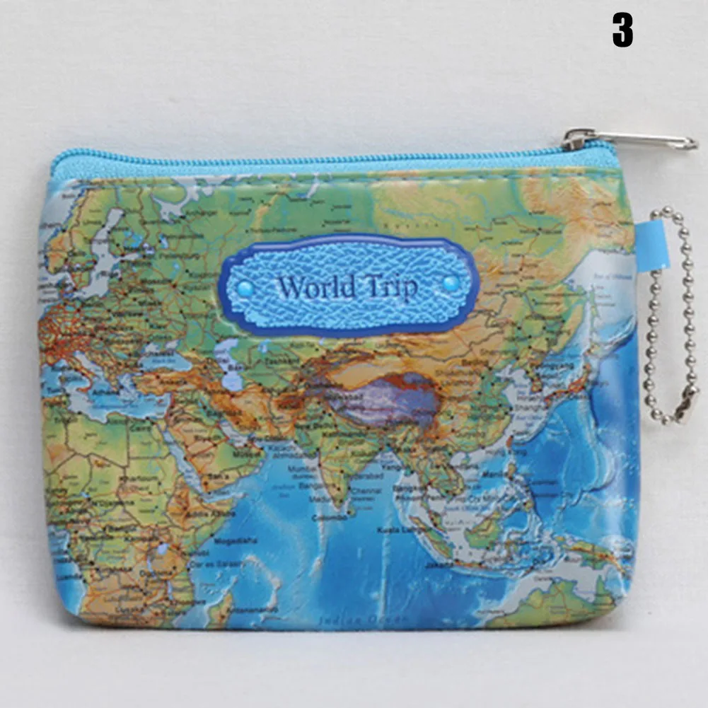 

New Arrival World Map Series 3D Zipper Coin Purse Wallet Portable Pouch Cosmetic Bag