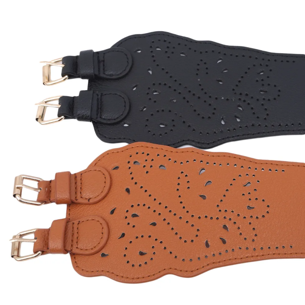 

New Design Cummerbunds Wide PU Leather Cummerbunds Punk Elastic Belt Square Buckle Black Dress Decorate Waistband Strap Women