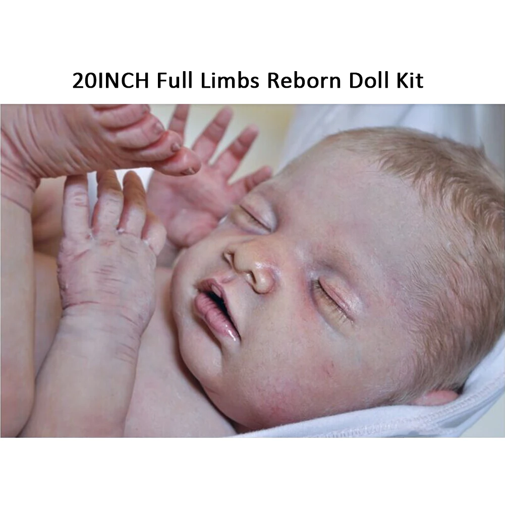 

20inch Soft Full Limbs Lifelike DIY Anatomically Birthday Gift Reborn Doll Kit Kids Toy Home Unpainted Funny Silicone Head