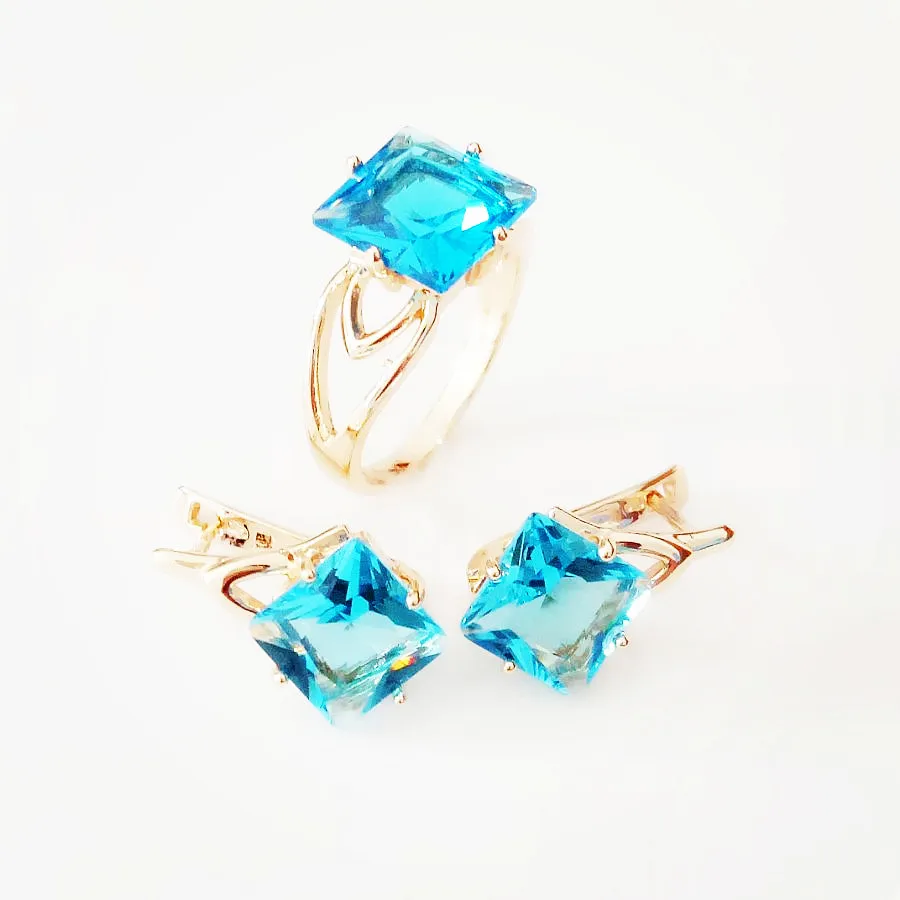 Женский комплект ювелирных изделий из розового золота 585 пробы романтичный