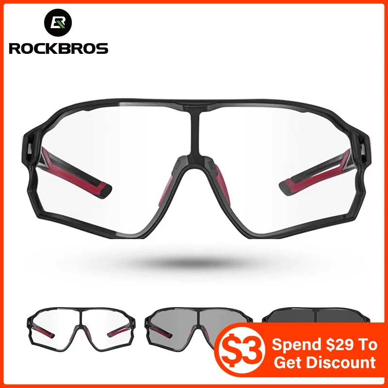 ROCKBROS Cycling Sunglasses  Photochromic Road Bike UV400 Bicycle Eyewear MTB Mountain Bicycle Cycling Goggles 2
