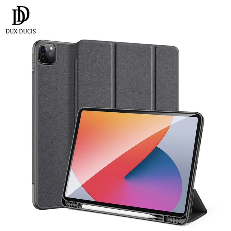 

For iPad Pro 11 2021 Case Dux Ducis Trifold Smart Sleep Flip Leather Tablet Case Sleeve with Pencil Holder Cover For iPad 12.9