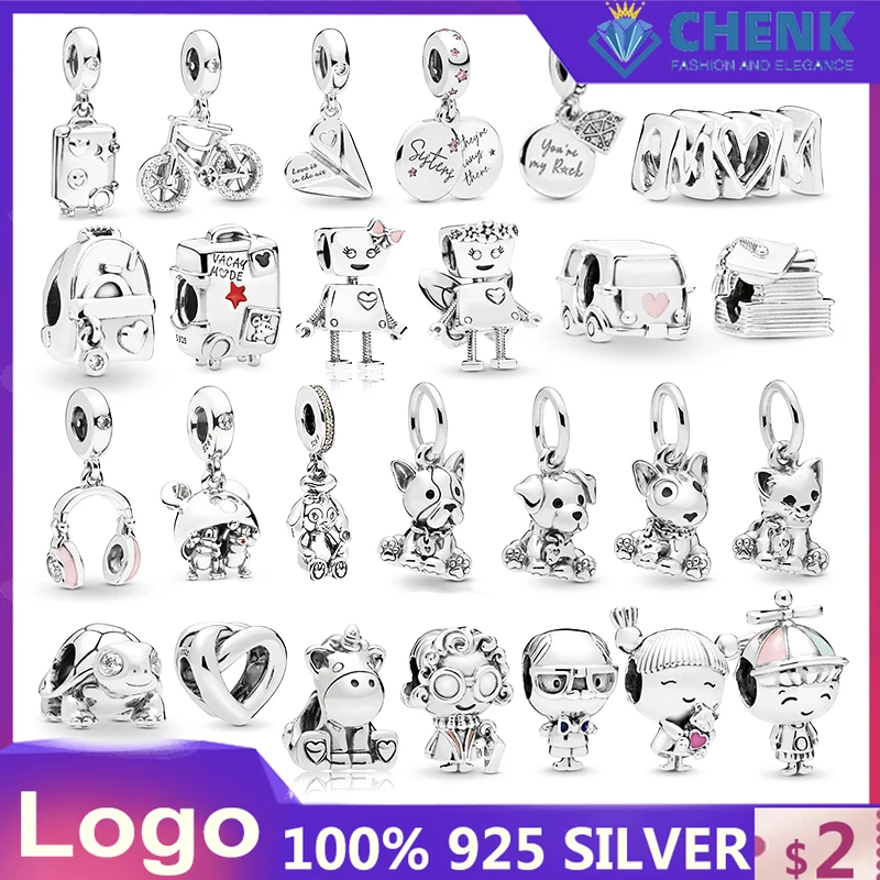 

S925 Sterling Silver Beads Charm With Logo High-quality Luxury Jewelry Suitable for Original Bracelet DIY Give Girls Good Things