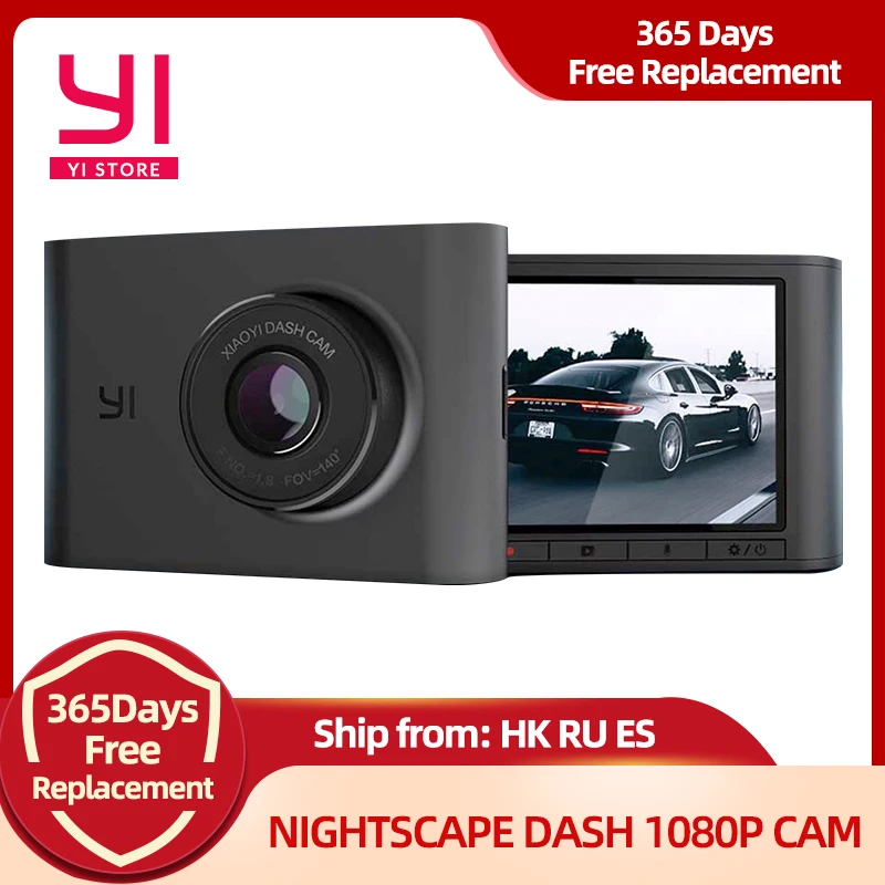 Видеорегистратор YI Nightscape Dash | Широкоугольный объектив 140 градусов 2.4&quot ЖК-экран