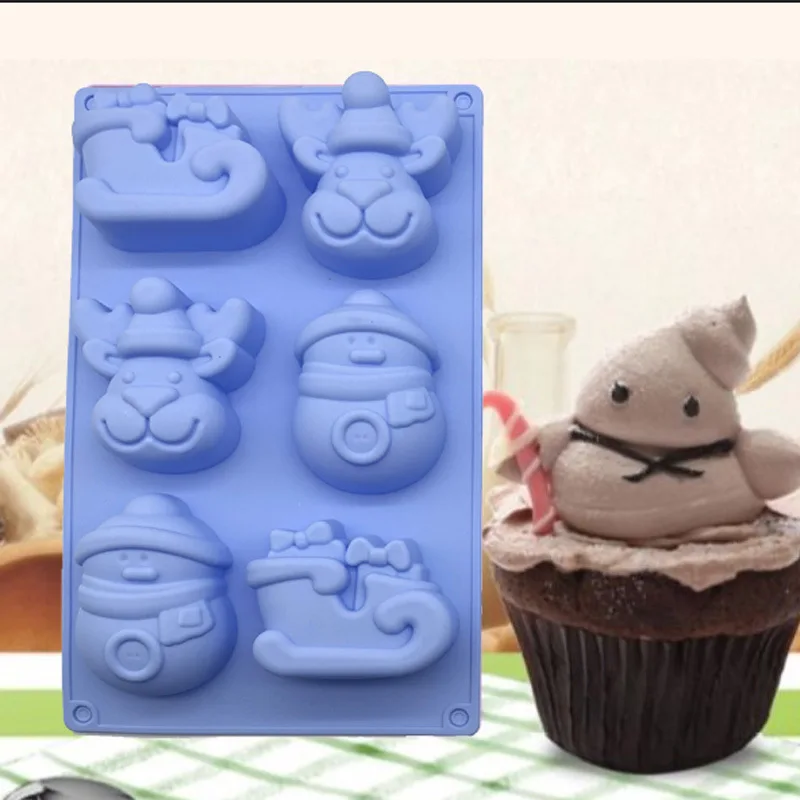 3D Силиконовая Рождественская форма Санта Клаус со снеговиком силиконовая для