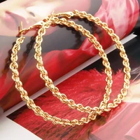 large big round hoop earring for women gold color chain clause nice shape fashion gift party jewelry new 2022 e0106