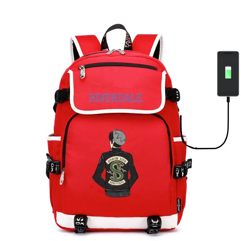 Riverdale canvas Backpack usb charging School Bags South Side Serpents shoulder bag Laptop travel rucksack for teenagers | Багаж и сумки