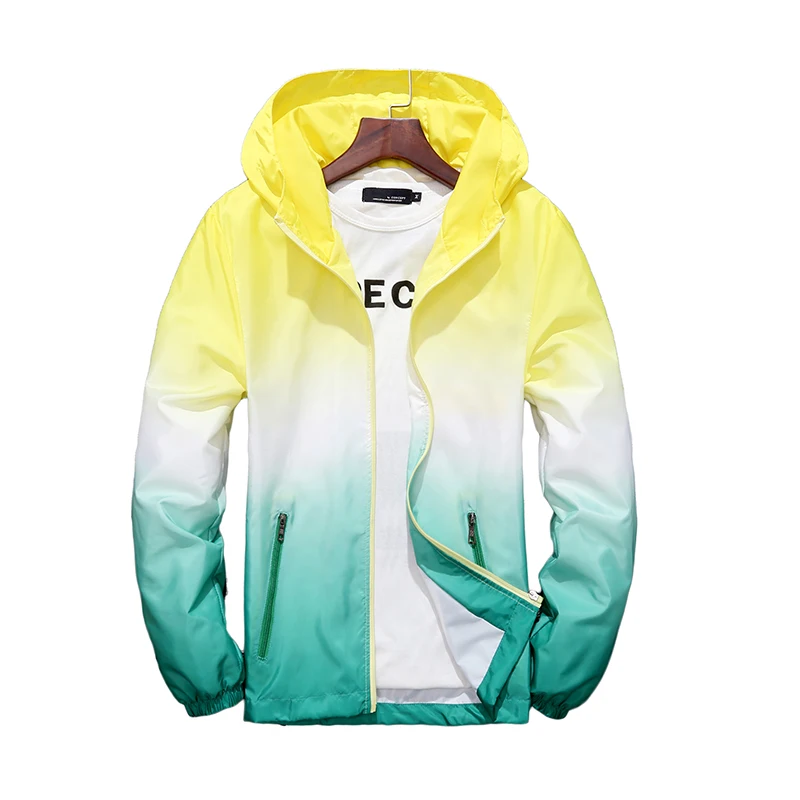 

Men's outdoor gradient clothes spring autumn men's jacket couple models men women UV protection windproof jacket plus size S-5XL