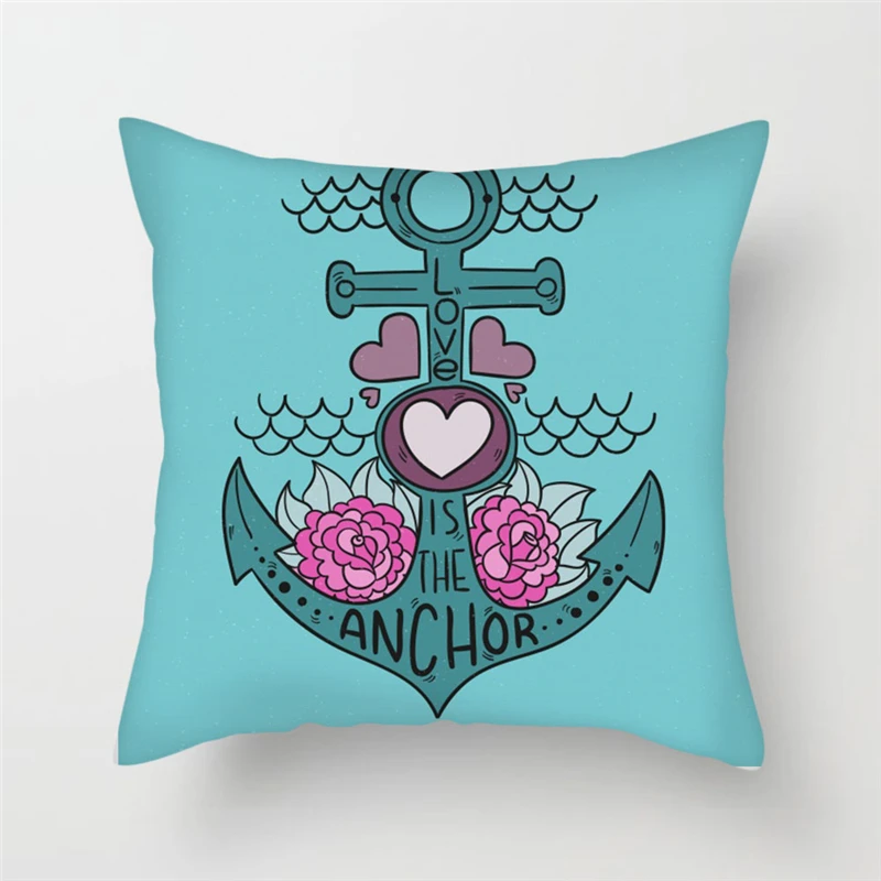 Fuwatacchi Cartoon Anchor Throw Pillow Case Cushion Covers Rudder Compass Cover For Home Sofa Chair Decor Pillowcases | Дом и сад