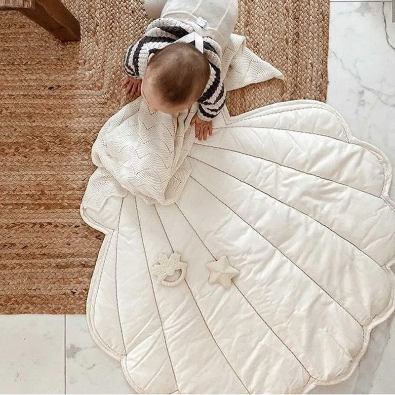 Nordic Shell Shape Cotton Floor Mat Kids Room Baby Crawling Mats Infant Playmat Children Home Decoration Photography Props