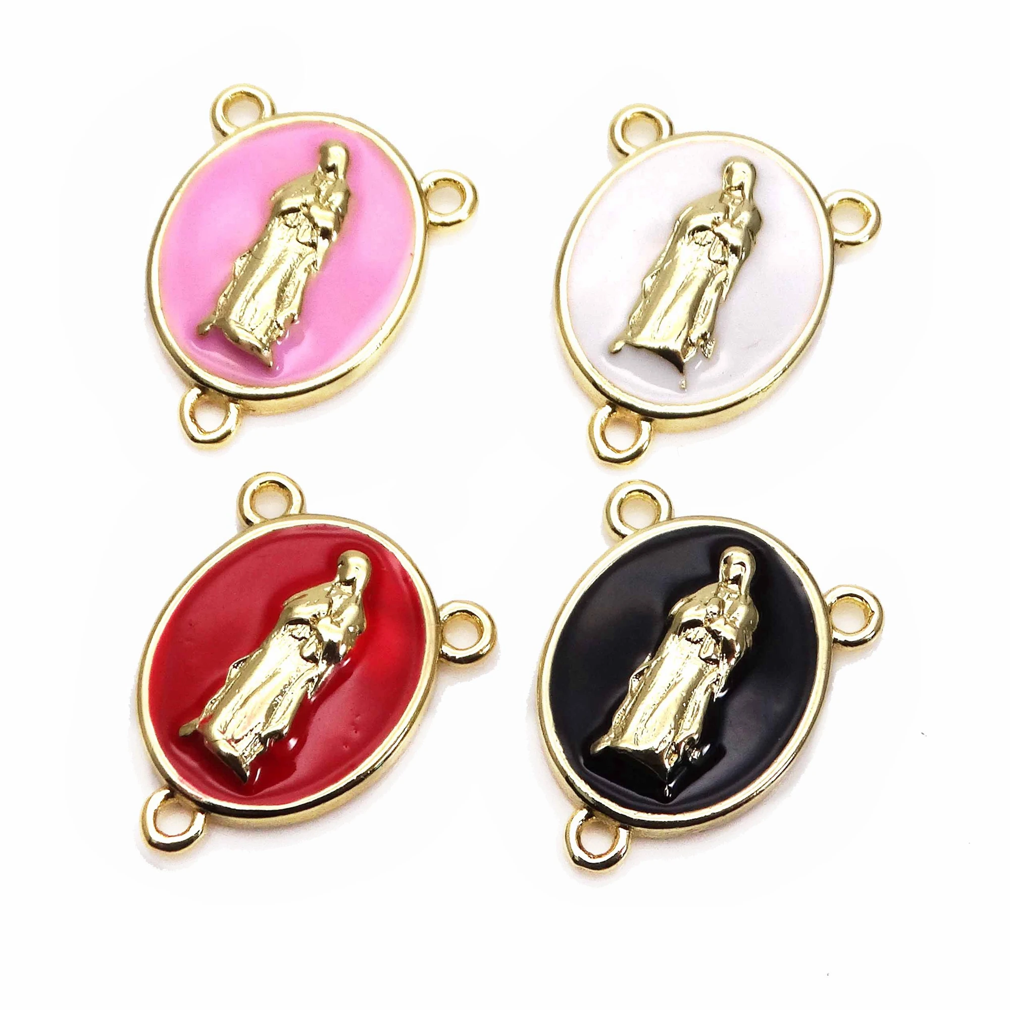 

Little pendant virgin Mary charms Drops oil micro zircon gold plated Three rings pendant DIY necklace maked accessorie