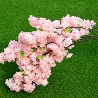 120cm long artificial flowers pink fake silk cherry blossom branch high quality wedding balcony indoor home decoration flowers