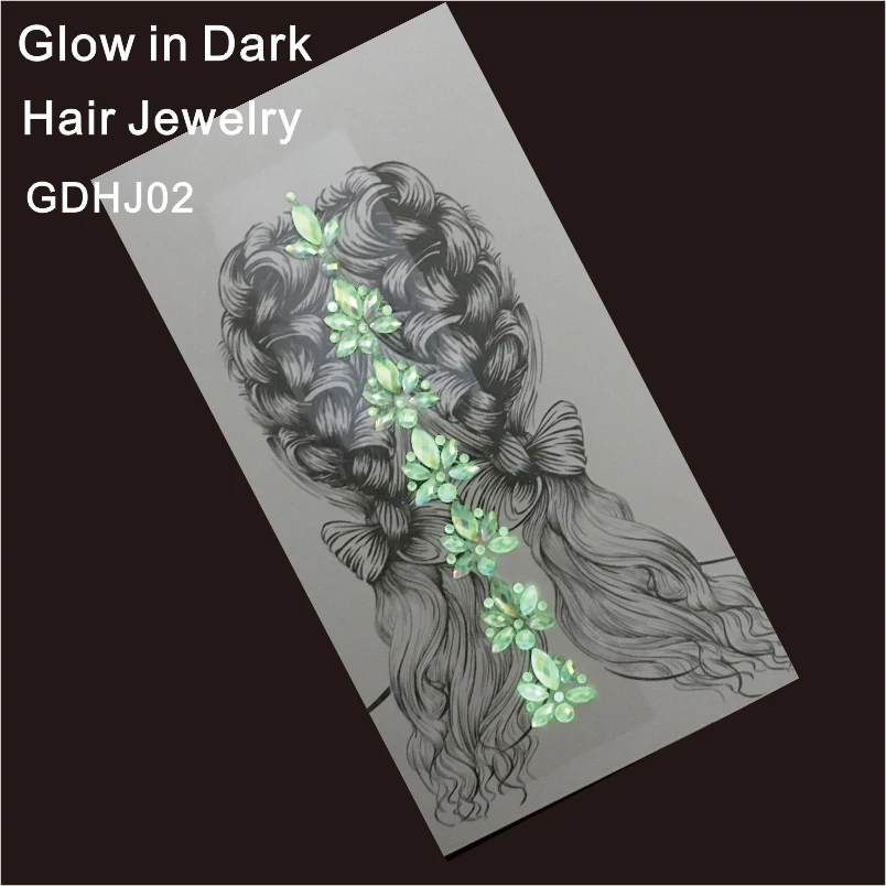 GDHJ02 1 штука Светящиеся в темноте Стразы блестящие аксессуары для волос наклейка