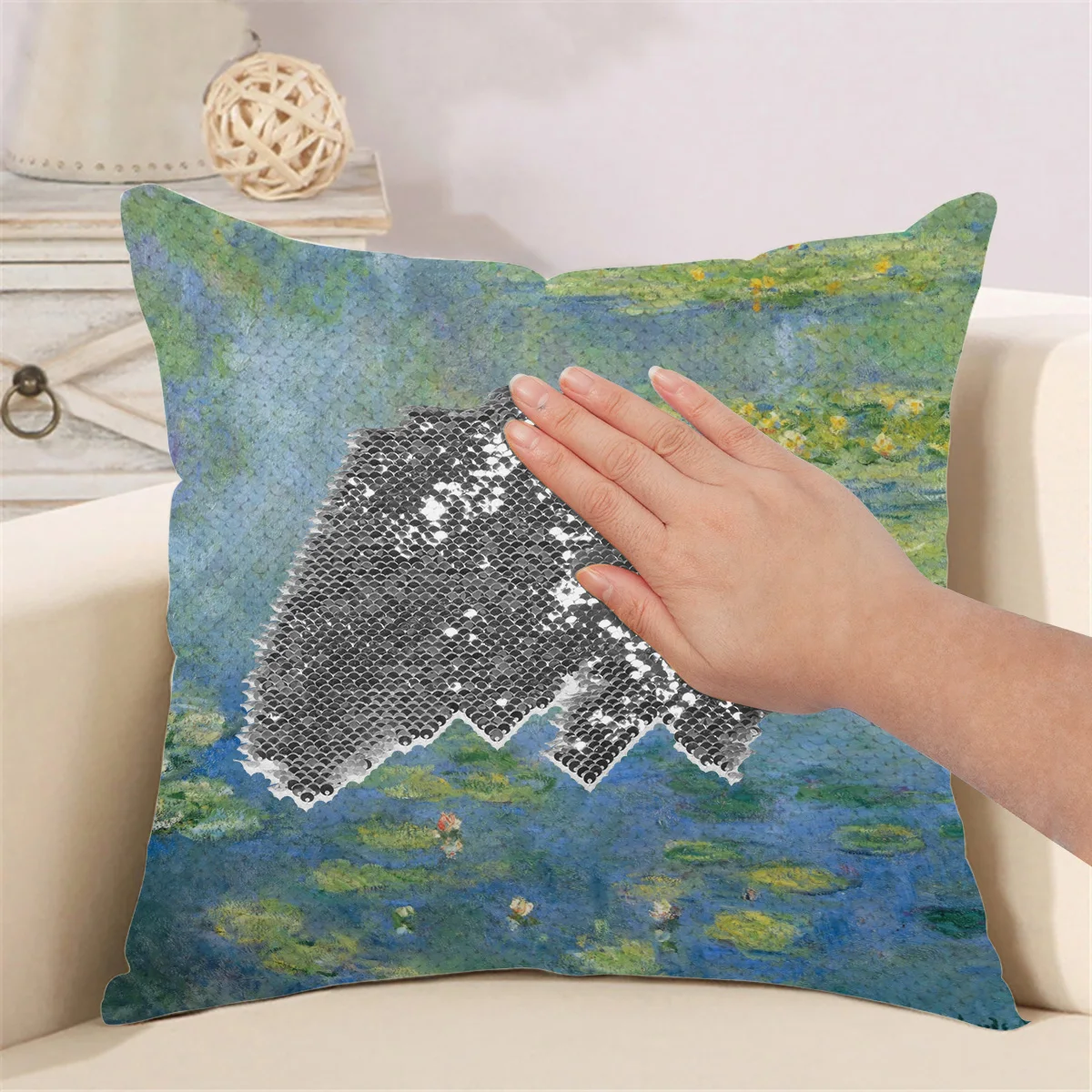 Водяные лилии 1906 от Клода Мона Русалка блесток чехол для подушки флип наволочка