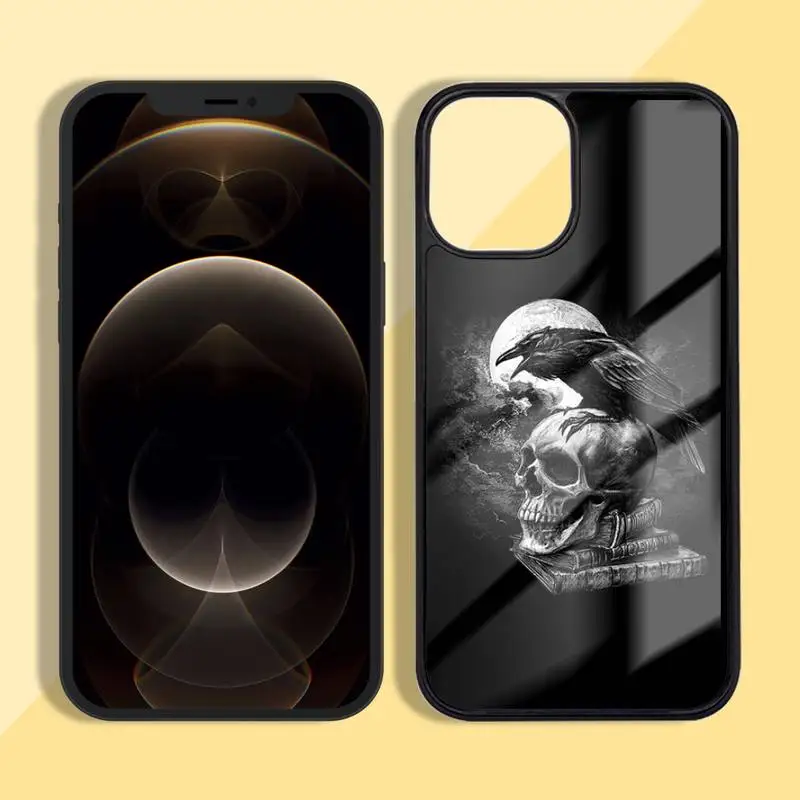 

skull and raven moonlight Phone Case Silicone TPU+PC For iPhone11 12 mini Pro MAX 7 8 Plus X XR XS Samsung S20 10 9 8 Plus ultra