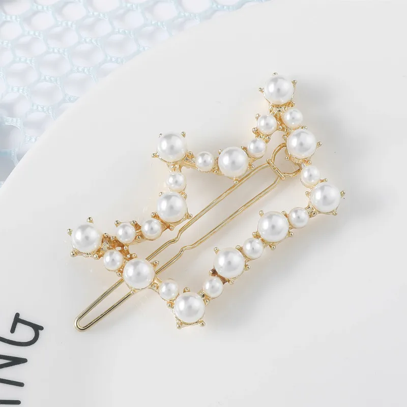 

Krasivaya Gold Color Fashion Hair Clip With Peal For Women Head Accessory