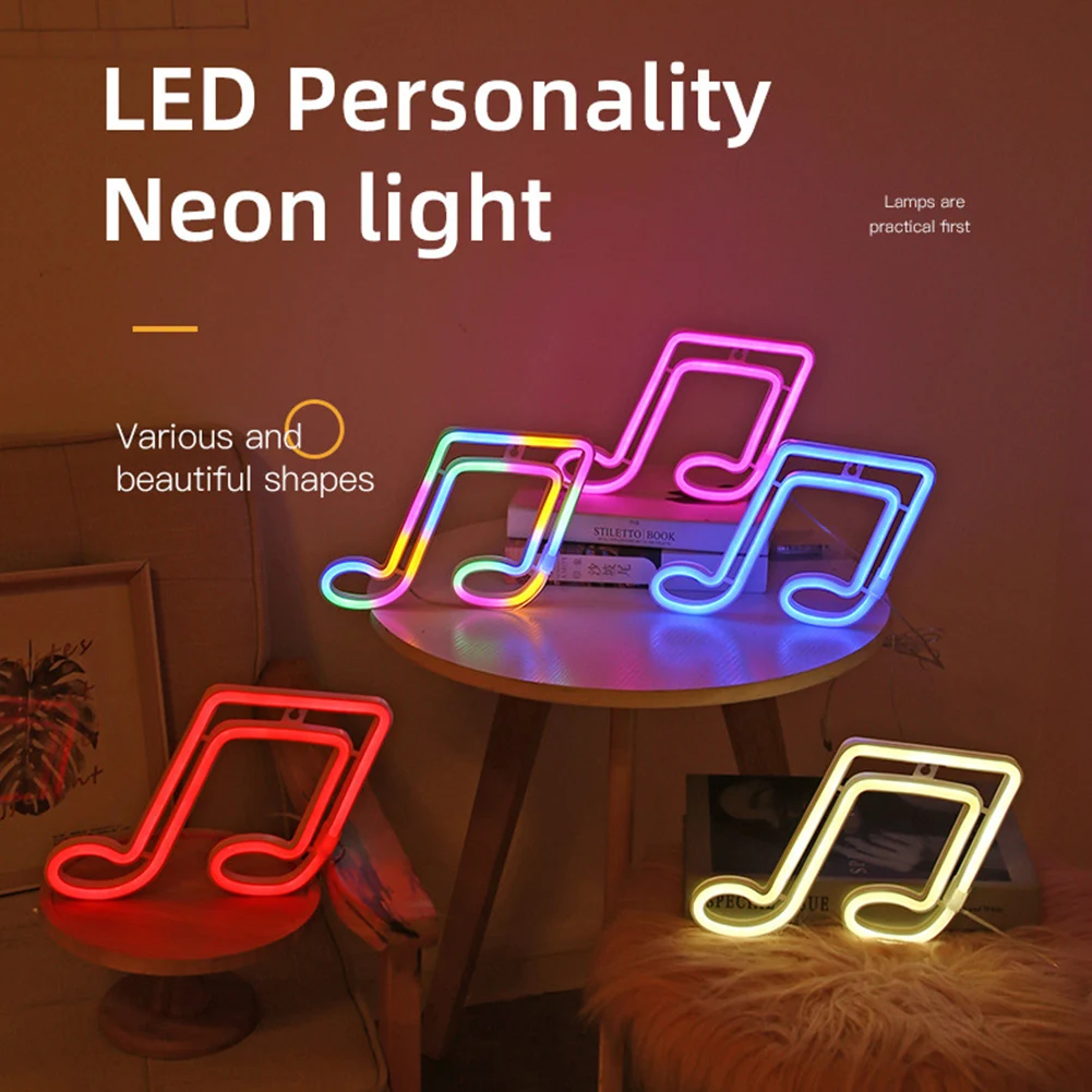 

Music Note LED Neon Night Light Sign Wall Art Hanging Lamp for Xmas Birthday Wedding Home Party Holiday Decor Gift
