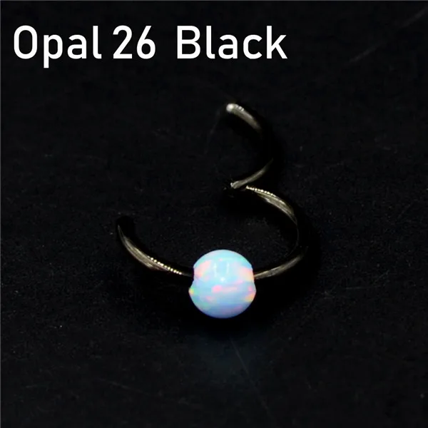 Opal 26 Black 1 шт. титановая шарнирная Опаловая перегородка кликер носовое кольцо Лабрет губа ушной хрящ спираль серьги гвоздики пирсинг ювелирные изделия 16 г - Окраска металла: Opal 26 Black
