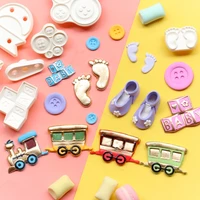 fondant cake decoration baby foot shoes silicone mold button train steps pressure motion baby shower birthday dessert dress up