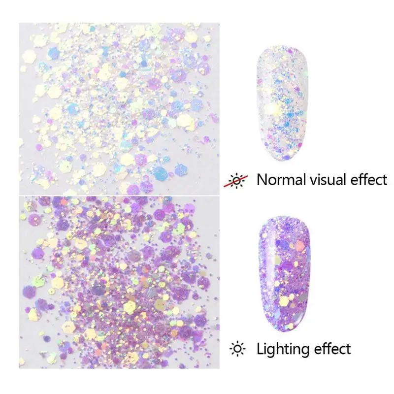 Хамелеоновые Блестки для ногтей 1 коробка блестки УФ гель украшения цветной