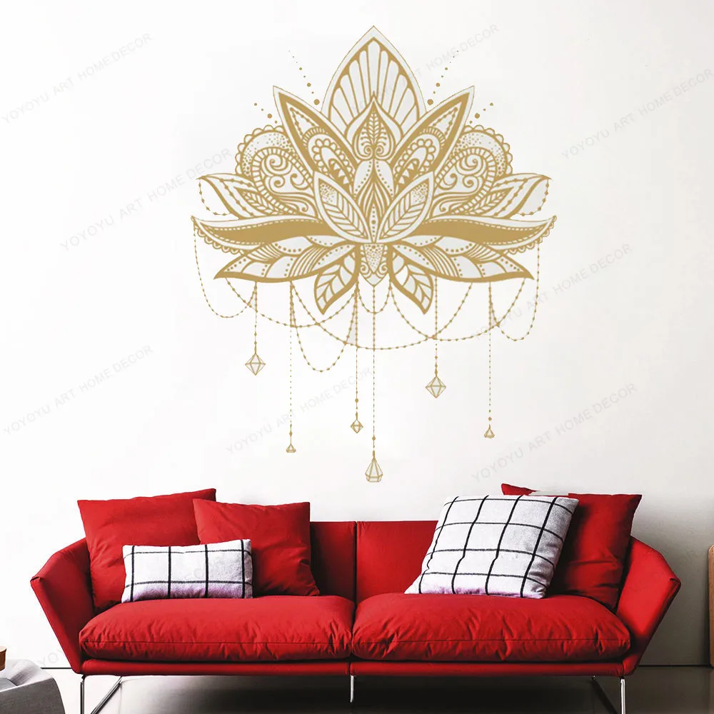 

Vinyl Mandala Lotus Flower wall sticker Self Adhesive Art Bedroom Living Room Vinio Mural Yoga Studio Meditation Poster HD269