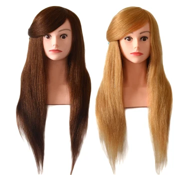 24inch100% Natural Real Hair Maniquin Head With Shoulder kappershoofd Head Doll Can Paint Curl Twist to Make Hairstyle Doll head