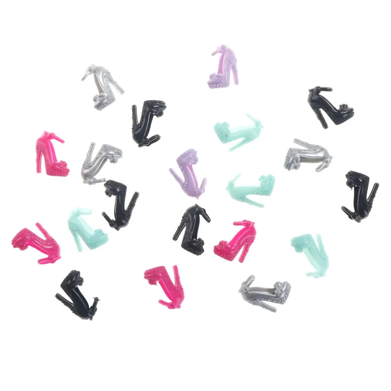 

Случайные 10 пар модные красочные сандалии копии кристалл туфли на высоком каблуке куклы аксессуары подарок