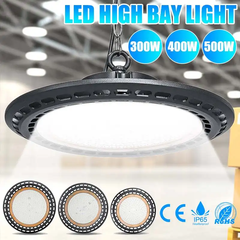 300/400/500W UFO LED High Bay Light Die-cast Aluminum Waterproof Warehouse Garage Commercial Industrial Lighting AU Plug - купить по