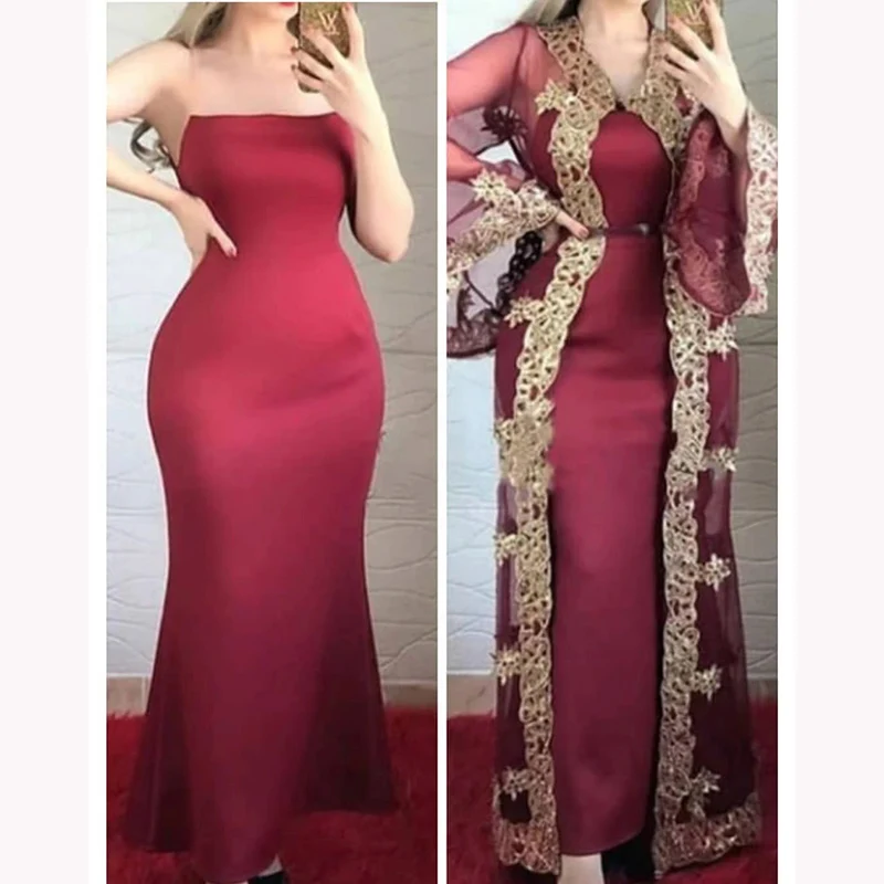 Платье вечернее с пальто и золотистой аппликацией Средний Восток