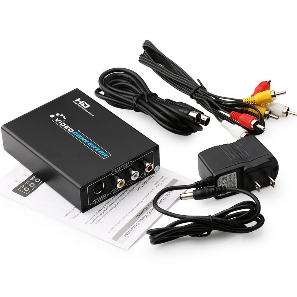 

Video Converter 1080P with RCA/S-Video Cable HDMI-Compatible to Composite 3RCA AV S-Video R/L Audio Vdieo Converter Adapter