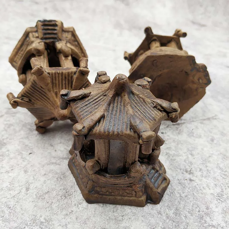 Керамический шестиугольный павильонный орнамент из смолы аквариумный ландшафт