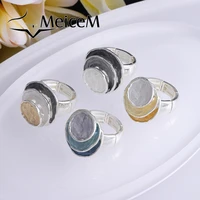 meicem 2021 geometric circle alloy adjustable ring girls creative design finger rings for women fashion jewelry holiday gift