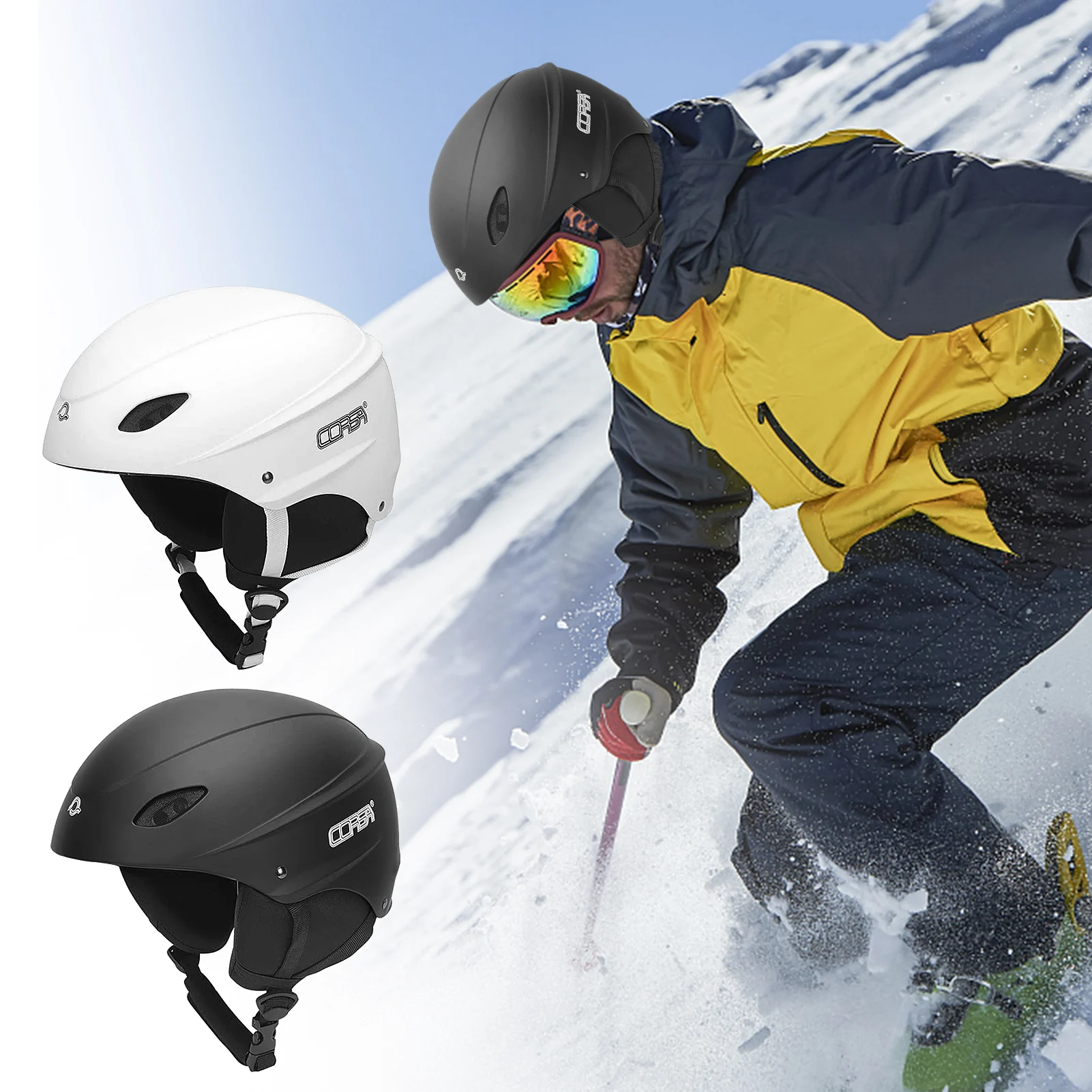 

Adult Adjustable Skiing Helmet Skateboard Protective Helmet with Ear Protection Impact Resistance Helmet Ventilation Helmet