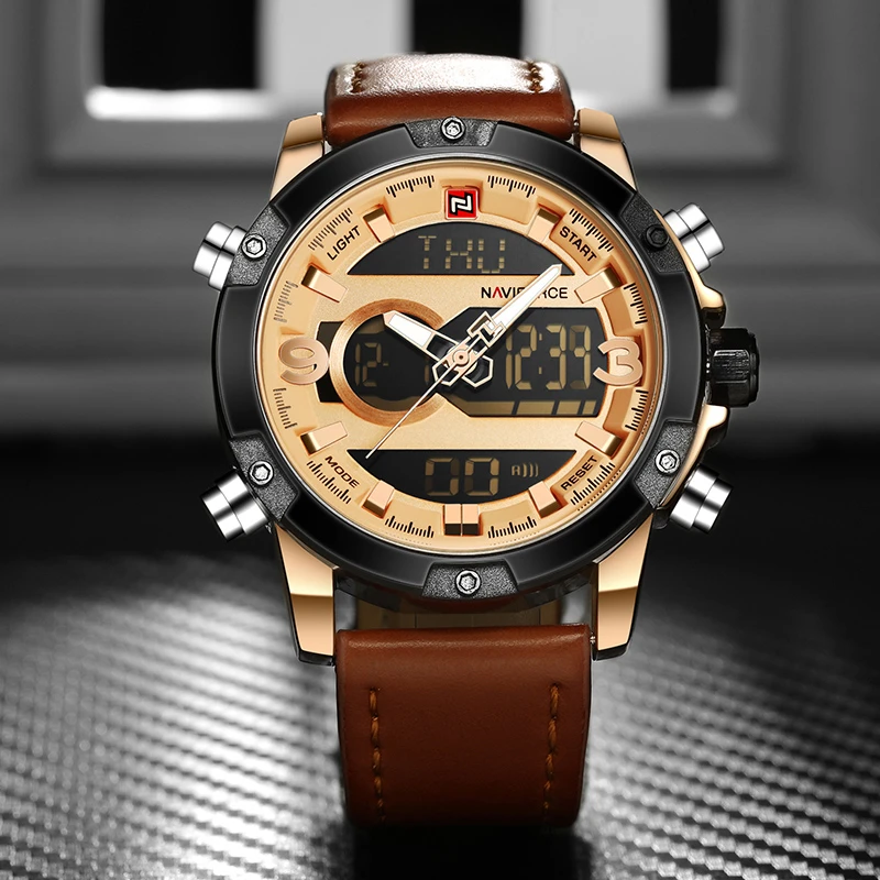 Часы наручные NAVIFORCE Мужские кварцевые аналоговые модные роскошные спортивные