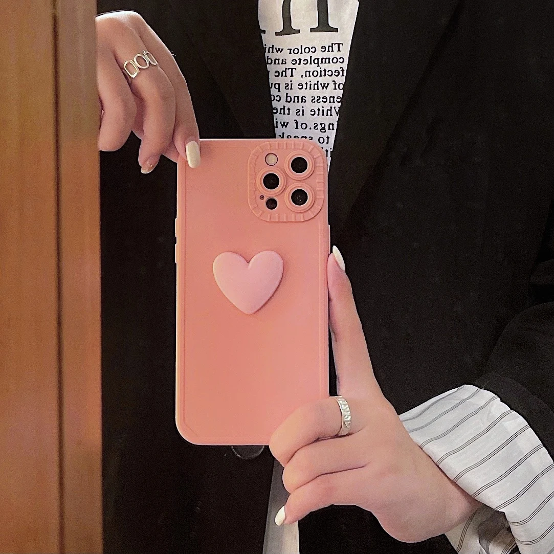 

Розовый трехмерный чехол для телефона из ТПУ с надписью «Love» для iphone 11, 12 Pro Max, 13 Mini, X, XS Max, XR, 7, 8 Plus, флип-чехол 2021