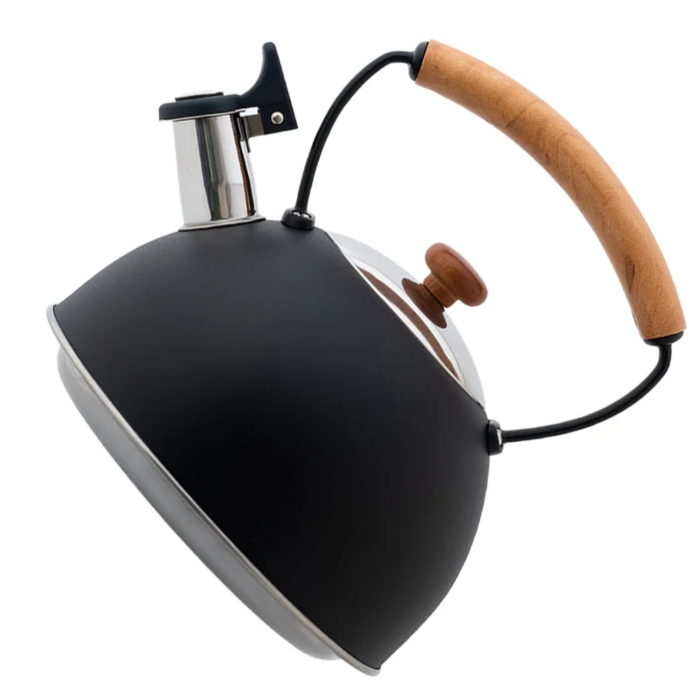 

1pc Wood Handle Stainless Steel Whistling Kettle Tea Kettle for Home (Black)