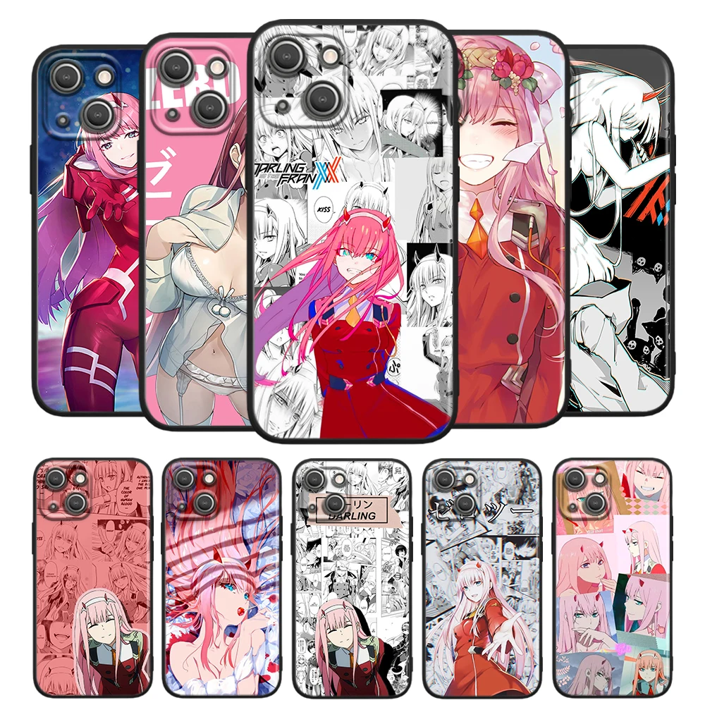 

Darling In The Franxx Cartoon for Apple iPhone 13 12 Pro Max Mini 11 Pro XS Max X XR 6 7 8 Plus 5S SE2020 Soft Black Phone Case
