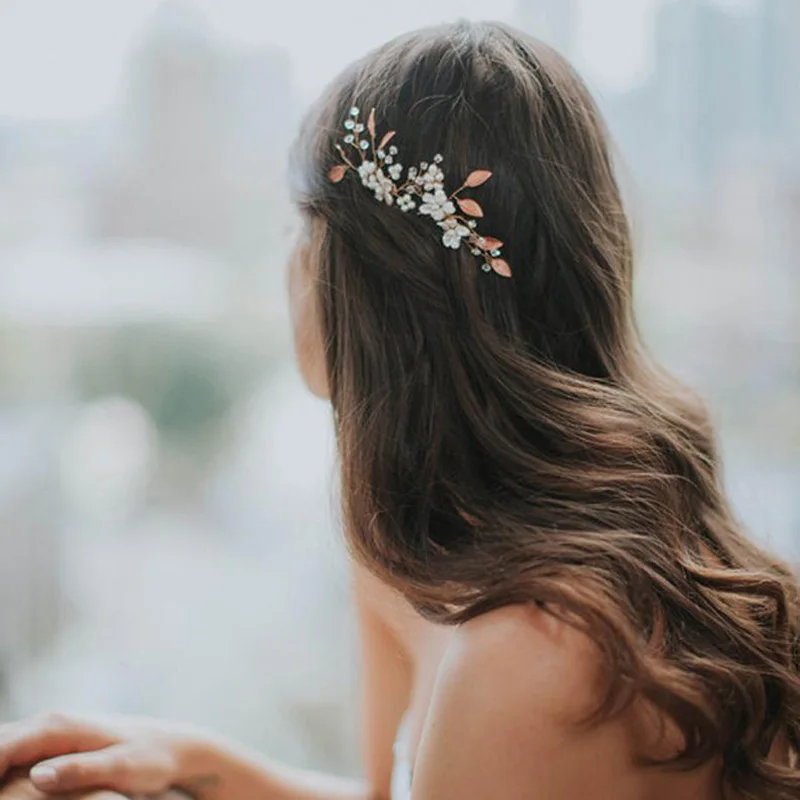 Красивая свадебная расческа для волос из сплава со стразами и искусственным