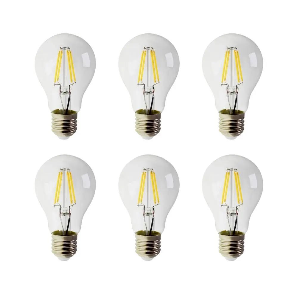 

6pcs/Lot Retro Edison Filament Bulb A60 6W Decor for Chrismas E27 220V Vintage Lamp 4000K Home Decoration