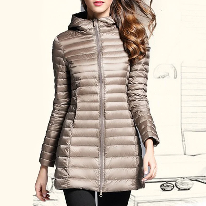 Sfit женское тонкое пуховое пальто легкий пуховик короткое зимнее с капюшоном