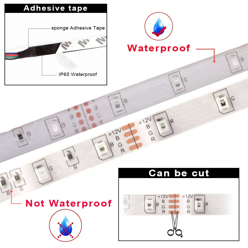 15 м Wifi Светодиодная лента RGB 2835 SMD водонепроницаемая гибкая неоновая лента fita светодиодный светильник 12 В RGB лента диод Wifi управление+ адаптер